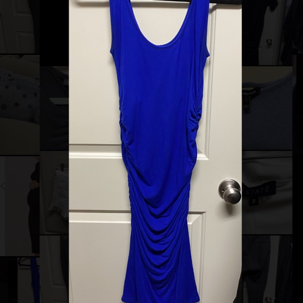 Isabella Oliver - Ruched Maternity Tank Dress - Blue Size 2
